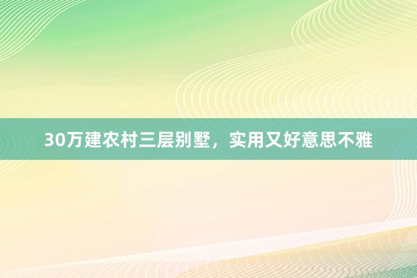 30万建农村三层别墅，实用又好意思不雅